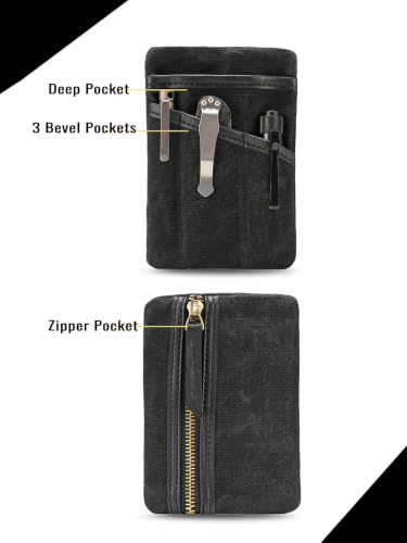 SP4 EDC Pouch, Waxed Canvas Pocket Organizer, Zippered Tool Bag - view 4