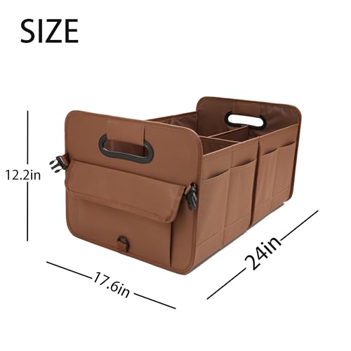 Car Trunk Organizer, Brown, Foldable, Non-slip, Adjustable, Multiple Compartments, 600D Oxford Cloth Material - view 3