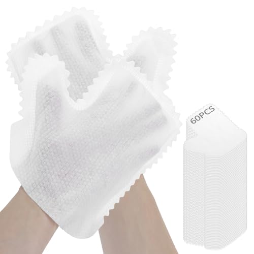 White Microfiber Dusting Gloves, 60 Pieces Dusting Mitt, Wipes Feather Dusters, Dual-Sided Disposable