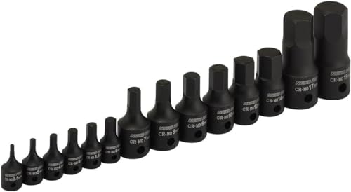 01141B Allen-Bit Socket Set, Metric Socket Set, 2.5 mm to 19 mm, 1/4-Inch, 3/8-Inch, and 1/2-Inch Drive, CrMo Steel, Impact-Grade, 14-Piece Set - view 4