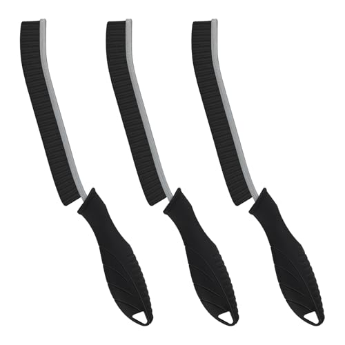 Hard Bristle Crevice Cleaning Brush - Home Cleaning Tools, Multi-Purpose Crevice Supplies for Kitchen, Bathroom, Toilet, Window, Vehicle, Faucets, Grout, Home (3, Black)