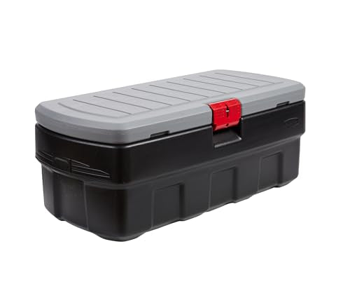 48 Gallon Black Action Packer Lockable Latch Indoor and Outdoor Storage Box Container for Home, Garage, Backyard, Single
