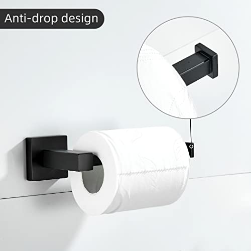 Black Toilet Paper Holder Towel Ring, Black Bathroom Hardware, Hand Towel Holder Toilet Paper Roll Holder Set, Wall Mounted Stainless Steel Bathroom Accessories, 2 PCS - view 6