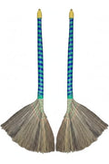 掃把Anti-static Choi Bong Co Vietnam Hand Made Straw Soft Broom Colored Handle 12" Head Width, 40" Overall Length 2-PC