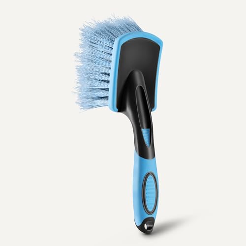 Wheel Cleaning Brush for Car Detailing, Scratch-Free Tire Brush with Ergonomic Non-Slip Handle, 9.84 Inch, Blue - view 4