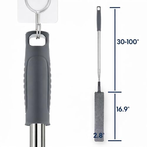 Retractable Gap Dust Cleaner with Extension Pole, Cleaning Tools with 3 Microfiber Dusting Cloths, Extendable Long Handle Duster for Cleaning Under Refrigerator Furniture Appliance - view 6
