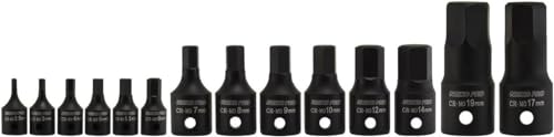01141B Allen-Bit Socket Set, Metric Socket Set, 2.5 mm to 19 mm, 1/4-Inch, 3/8-Inch, and 1/2-Inch Drive, CrMo Steel, Impact-Grade, 14-Piece Set - view 3