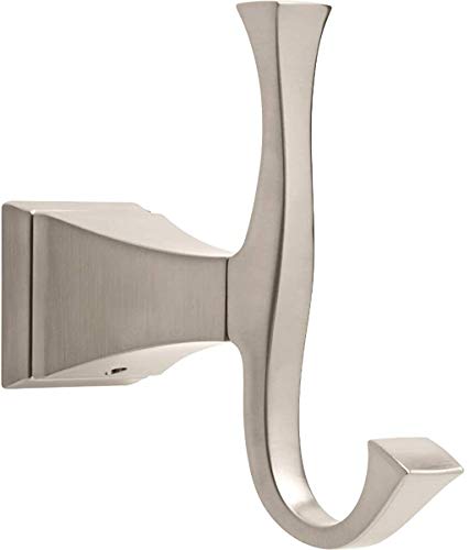 Dryden (1-Pack) Towel Hooks Brilliance Stainless Steel Double Bathroom Hooks Wall Mounted for Robes & Towels Hand Towel Hook Holder Kitchen, Bathroom Accessories 75135-SS