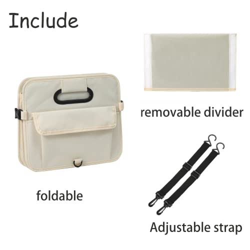 Car Trunk Organizer Car Storage Organizer Collapsible Multi Compartment Car Organizer Adjustable Straps for SUV(Beige) - view 4
