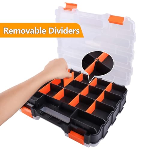 RC Hardware Organizer Box Adjustable Compartments Removable Dividers Durable Plastic Double Side Tools Box Screw Organizer For Nuts, Bolts, Screws, Nails, Small Parts, Tools - view 5