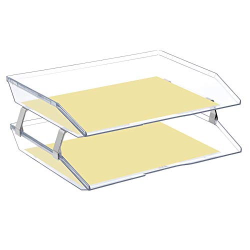 Facility 2 Tier Letter Tray, Side Load, Letter Size/A4, Desktop File Organizer, Plastic (Clear Crystal Color) - view 2
