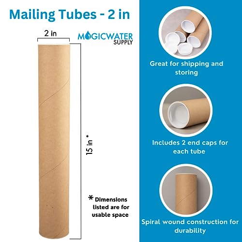 2 x 15 Inch Kraft Mailing Tubes with End Cap - 12 Pack - view 2