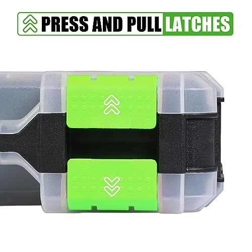 Tool Box with Transparent Lid, Double Side 34-Compartments Organizer Box with Removable Dividers for Hardware, Screws, Bolts, Nails, Beads, Jewelry and Fishing Accessories, Green, 2 Packs - view 4