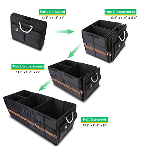 Trunk Organizer Cargo Organizer Trunk Storage Waterproof Collapsible Durable Multi Compartments-((Oversize,Black) - view 5
