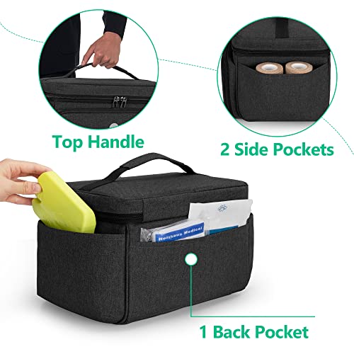 Small Medicine Storage Bag, Empty Family First Aid Kits Case, Black - view 4