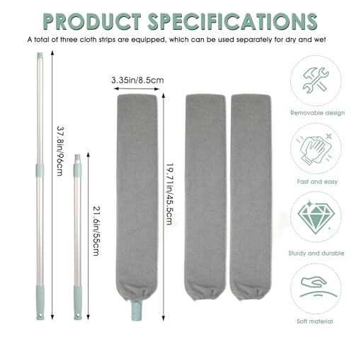 Retractable Gap Dust Cleaner, Long Handle CleaningTool with 3 Washable Microfiber Dusting Cloths, Duster Brush for Cleaning Under Appliances - view 2