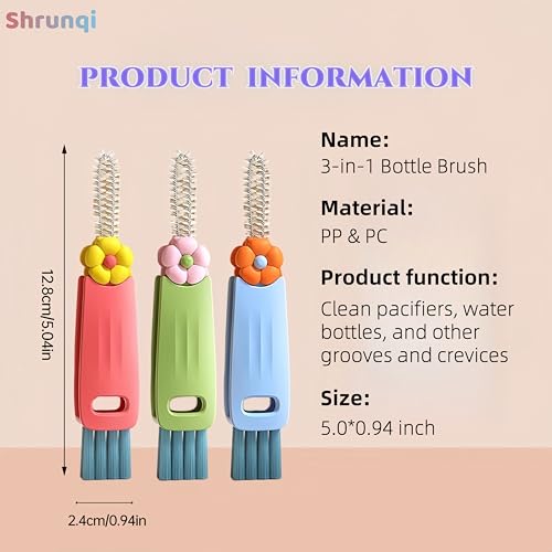3 in 1 Bottle Cleaning Brush Set, Multifunction Silicone Cup Lid Gap Cleaner, Home Kitchen Crevice Cleaning Tools, Cute Colorful Rabbit，3 Pcs - view 6
