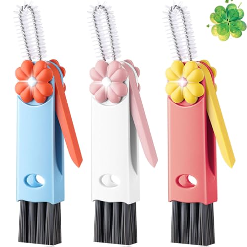 Cup Lid Gap Cleaning Brush, 3 in 1 Cup Lid Brush, Multifunctional Water Bottle Cleaning Brush, Home Kitchen Crevice Brush Tools for Tiny Cup Lid Detail, Bottle Tight Spaces Cup(3 PCS)