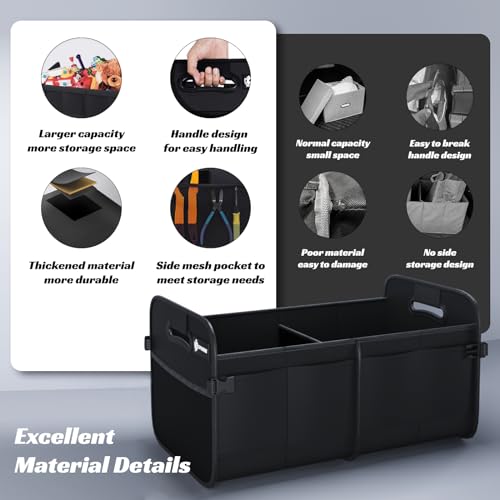 Trunk Organizer for Car - 70L Collapsible Sturdy Car Storage, Black - view 6