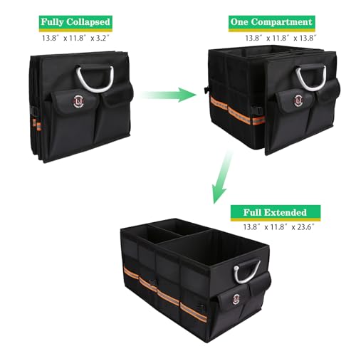 Trunk Organizer, LIBZAKI Cargo Organizer, Premium Multi Compartments Collapsible Portable Trunk Storage for auto, SUV, Truck, Minivan -Black - view 4
