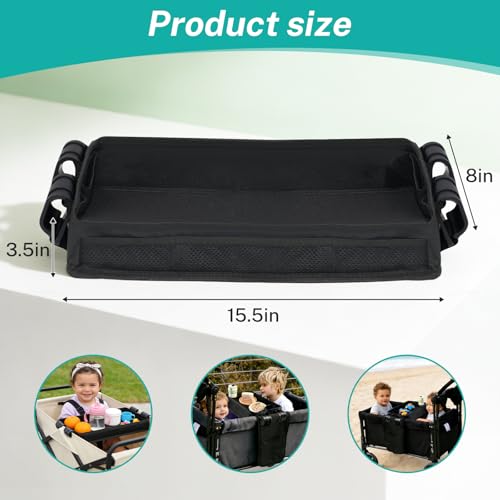 Stroller Snack Tray Attachment, Universal Stroller Organizer for Cargo Management, Non-Slip Multi-Purpose Caddy, Durable & Easy-Clean, Foldable Design for Travel, Small Size 7.5" x 15" (1-Pack) - view 4