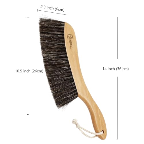 Horse Hair Brush Hand Broom Dusting Brush for Home Cleaning, Wood Handle Soft Brush Duster for Counter Furniture, Bed, Bench Fireplace,Car, Shop Brush Cleaning 14" Long - view 2