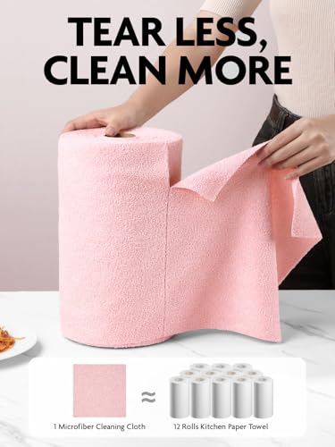Microfiber Cleaning Cloth Roll -75 Pack, 12" x 12" (Pink) - view 2