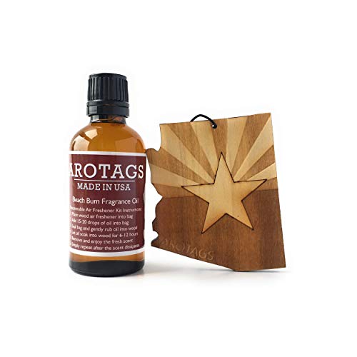 Arizona Wooden Car Air Freshener - Long Lasting Cool Breeze Scent Diffuses for 365+ Days - Includes Hanging Mirror Diffuser and Fragrance Oil - 100% American Made