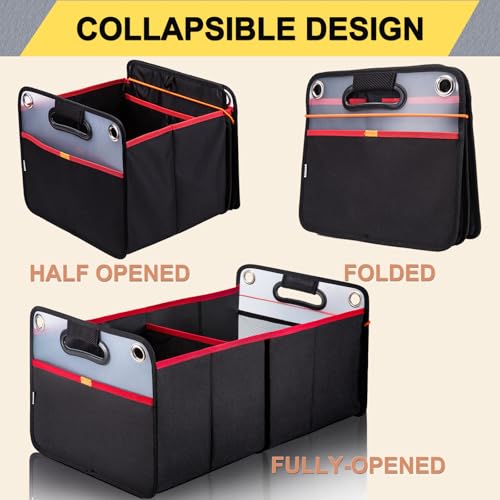 Car Trunk Organizer, Collapsible Auto Trunk Organizer Storage, Portable Grocery Cargo Container with Two Large Compartments for SUV, Vehicle, Truck, Home and Office - view 5