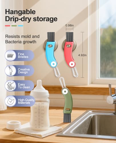 3 in 1 Cup Lid Cleaning Brush 3 PCS - Multifunctional Cleaning Brush Set for Tight Spaces, Bottle Gaps & Travel Mugs | Portable Durable Cup Lid Cleaner Tools (Multicolor) - view 7