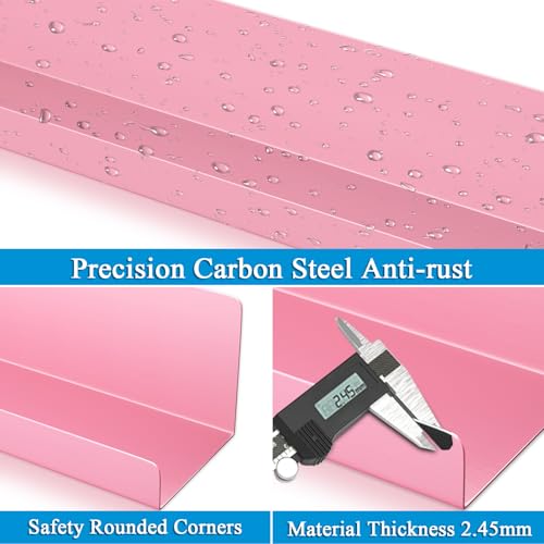 2-Pack Metal Magnetic Book Shelf: Modern Industrial Style, 2 Shelves with 2 Pen Holders, 10 lbs Capacity, Magnetic Shelf for Whiteboard, Classroom & Office Book File Display Rack (Pink) - view 4