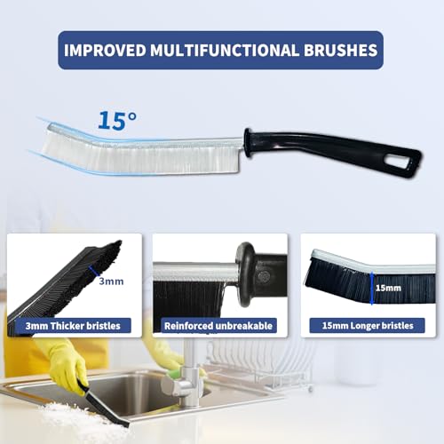 Crevice Cleaning Brush, Hard-Bristled Gap Scrub Brush, Toilet Gap Cleaning Brush Tool, for Scrub Small Spaces, Kitchen, Bathroom, Corner, Grout, Sink, Window Tracks, Hinges, 3pcs - view 4