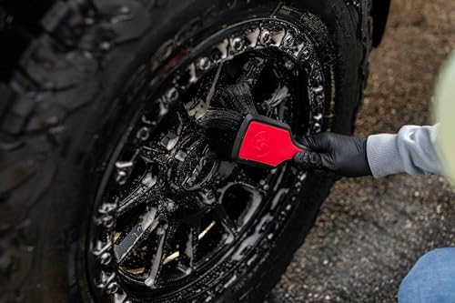 ProGrip Wheel Face Brush - Ergonomic ProGrip Handle - Premium Wheel Cleaner Brush - Soft Flagged-Tip Bristles - Red & Black - view 4