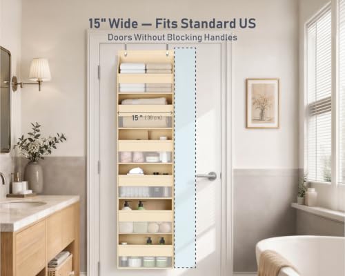Over the Door Organizer, 6-Shelf Hanging Organizer, Beige, 1 Pack - view 7