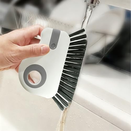 2 in 1 Groove Cleaning Brush, Window Track Cleaning Tools, Multifunction Window Track Cleaner with Hard Bristle and Hidden Scraper, Crevice Brush for Sliding Door Track, Window Seal, Sill (Gray) - view 5