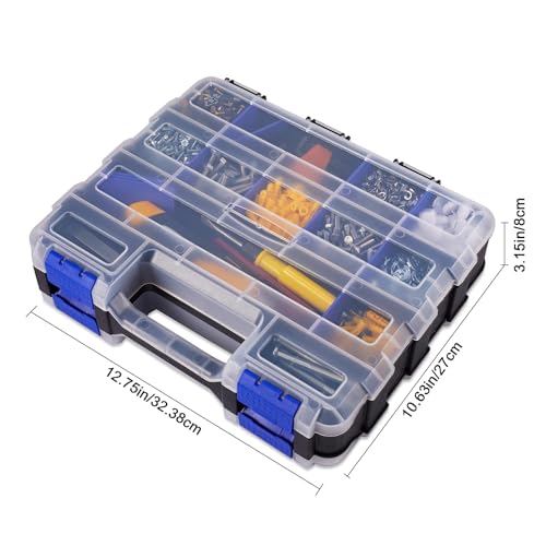 Small Parts Organizer Box Storage Case Tools Box Organizer Double Side 34 Compartments Hardware Organizers with Removable Plastic Dividers for Screws Nuts Nails Bolts, 2 Pack - view 6
