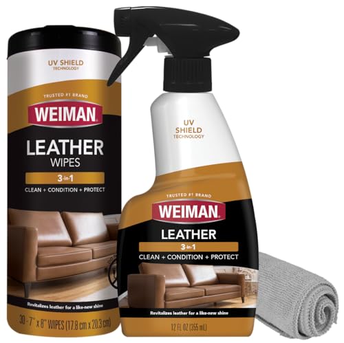 Leather Cleaner, Conditioner & Protector Kit, Spray, Wipe & Cloth
