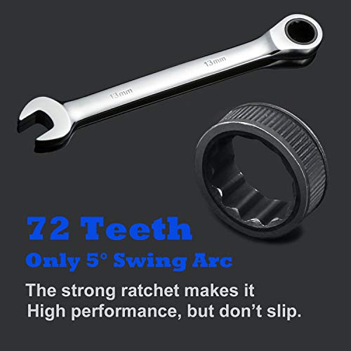 Ratchet Spanner Set 12 Piece Metric Sizes 8mm to 19mm - view 2