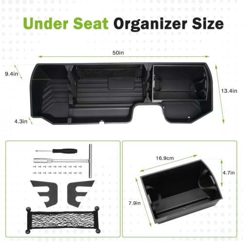 Under Seat Storage for 2019-2026 Chevy Silverado 1500/GMC Sierra 1500 & 2020-2025 Silverado/Sierra 2500HD/3500HD, ABS 6PCS Kit with Mesh Pocket & Inner Bin, Silverado Accessories Black - view 6