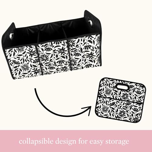 Steel Mill & Co Car Storage Bin, Hand Drawn Black Floral - view 6