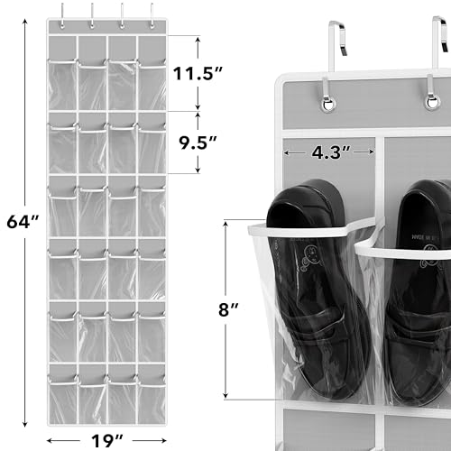 24 Pockets Clear Over the Door Shoe Organizer, Gray - view 2