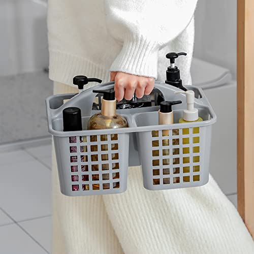 Portable Shower Caddy Basket Plastic Storage Basket with Compartments Grey - view 4