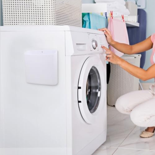 Magnetic Laundry Storage, Large Lint Holder Bin, Space-Saving Trash Container Hanging on Dryer, Washer or Wall Mount (Gray White) - view 4