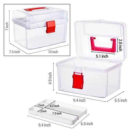 10 Inch Clear First Aid Bin with Tray & Quick Access Lid, Red - view 5