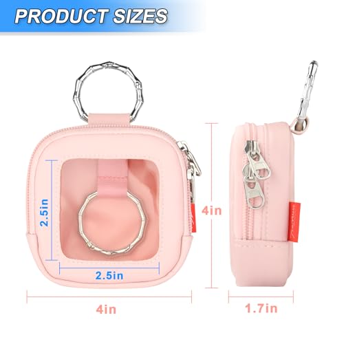 Hair Tie Organizer Bag with Clear Window, PU Leather Portable Hair Tie Holder with O Ring, Hanging Storage Container for Hair Accessories Cotton Swab Bobby Pin Small Items - view 2