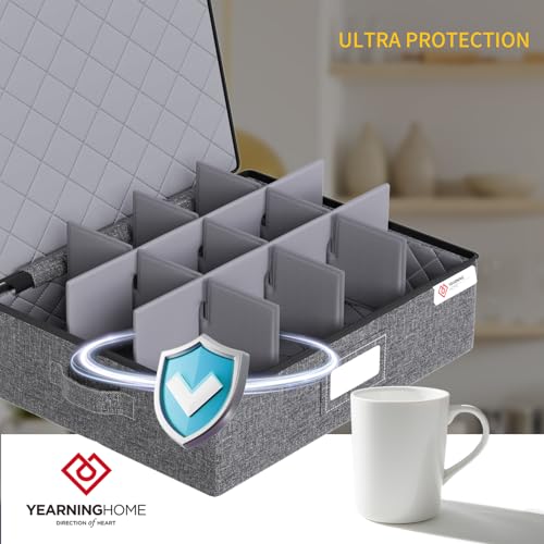 China Storage Containers Hard Shell Box for Moving Dishes, Plate, Wine and Glasses, Dinnerware, Mugs, Saucers Quilted Organizer Dividers for Packing Fine China Storage Containers 5Piece Grey - view 4