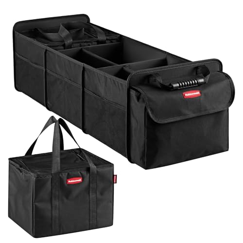 Car Organizer, Collapsible Trunk Organizer with Removable Leakproof Cooler Bag without Lid, Multi-Compartment Car Storage Organization for Car Accessories, 5 Compartments Without Cover