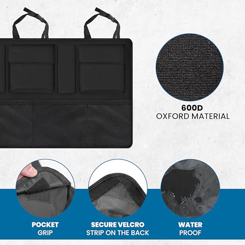 Backseat Trunk Organizer | 42 x20 Inches Car Storage with 9 Spacious Pockets | Waterproof, Heavy-Duty Hanging Organizer for SUVs, Trucks & Hatchbacks | Space-Saving, Foldable & Easy to Install - view 6