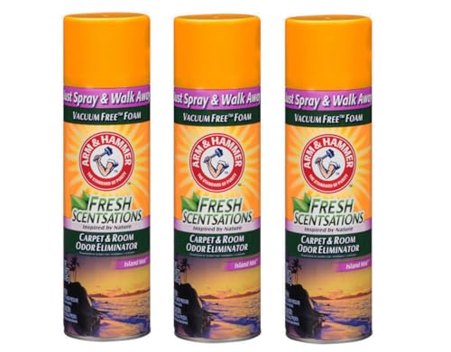 Fresh Scentsations Carpet & Room Odor Eliminator Spray, Island Mist, Vacuum-Free Foam, Just Spray and Walk Away, 15 oz (Pack of 3)