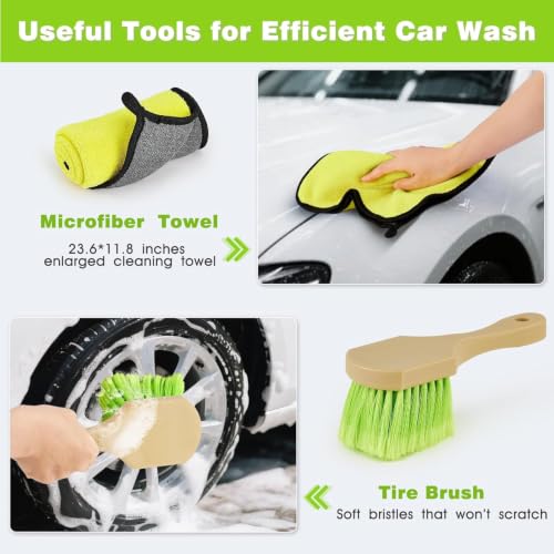 7-in-1 Car Wash Brush Kit with 15° Curved Long Handle for Cars - view 6